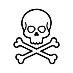 Skull and crossbones symbol on white background