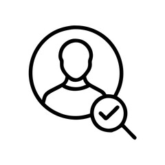 User verification icon with check mark in minimalistic style  