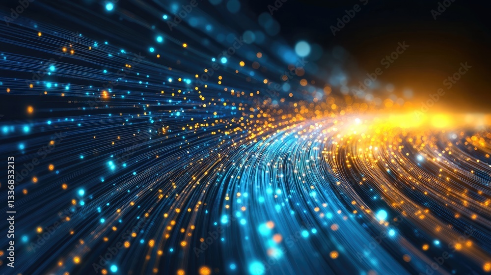 Aufkleber high-speed internet fiber optic network with glowing data streams.