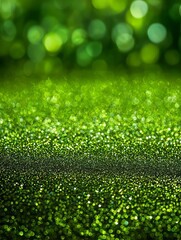 Naklejka premium Green Sparkle Background, Glitter, Bokeh, Abstract, Texture, Shiny, Bright, Light, Festive, Decoration