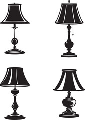 Obraz premium Table lamp interior vector set black and white