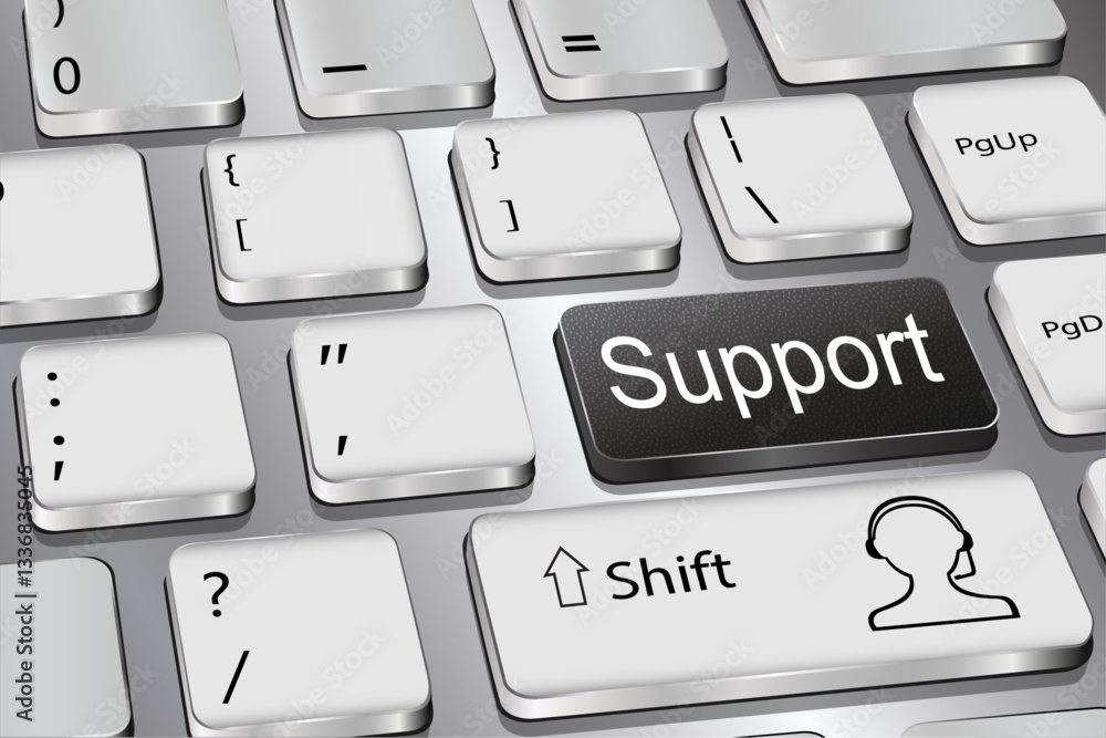 Poster support: the inscription on the keyboard button. black color. vector graphics.