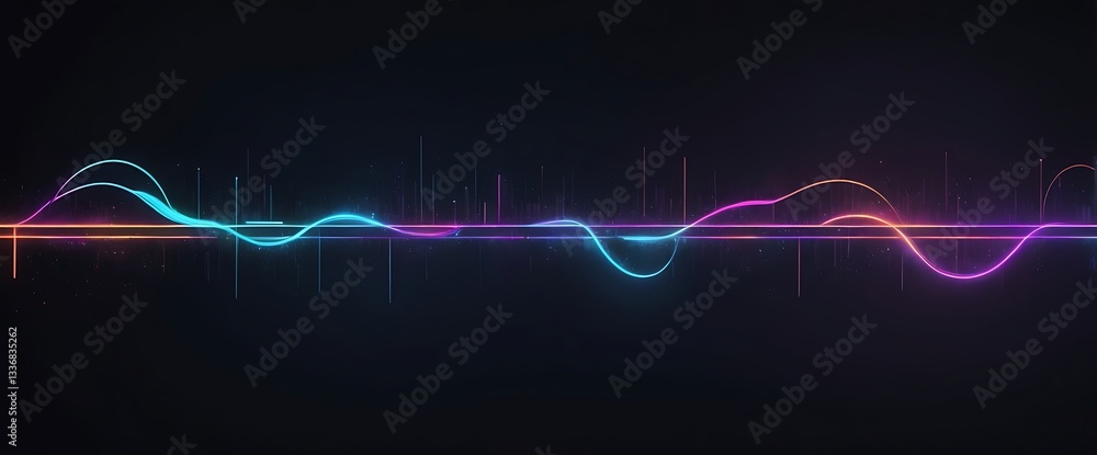 Poster vibrant sound waves: a captivating visual representation of sound waves, depicted through dynamic, c