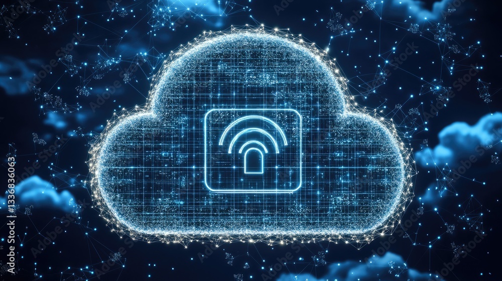 Poster iot network security visualization with encrypted cloud connections.