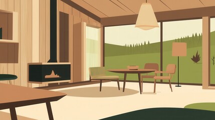 Mid-Century Modern Home Interior Design with Natural Light and Warm Colors