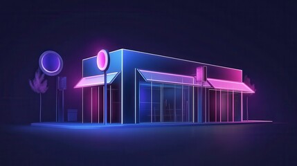 Vibrant Neon Store Front Design in the Night