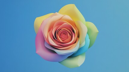 Stunning Rainbow Rose: A Vibrant 3D Floral Design