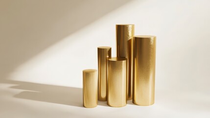 Golden Cylindrical Display Stands: A Modern Architectural Design