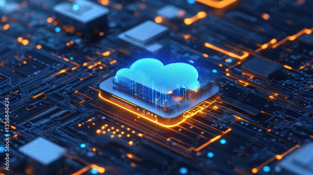 Poster secure cloud storage concept with ai-driven data protection.