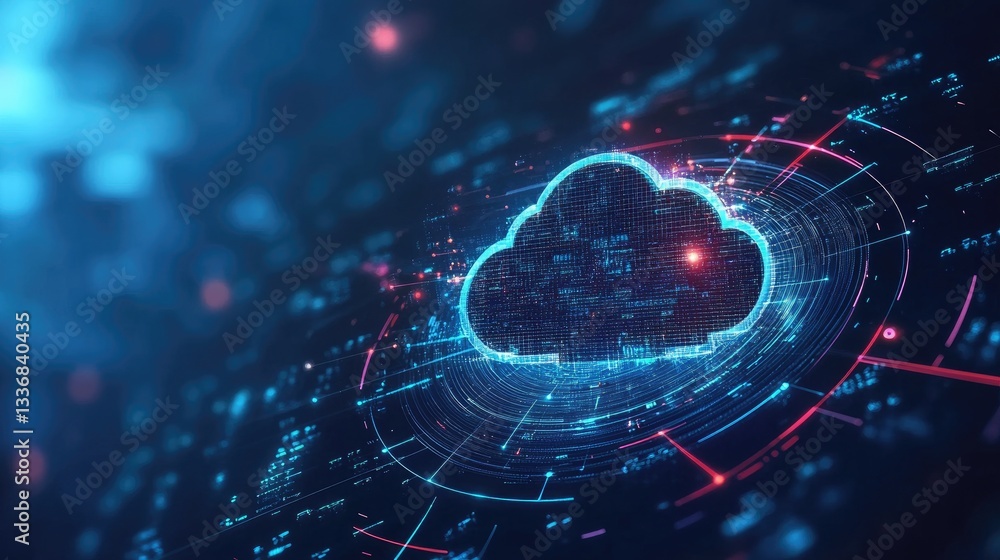 Poster secure cloud storage concept with ai-driven data protection.