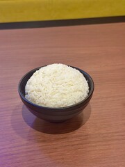 Close-up of white rice in a small bowl, perfect for a traditional Japanese rice set. Ideal for food, Asian cuisine, and cultural themes. January 16, 2025 - Jakarta, Indonesia.