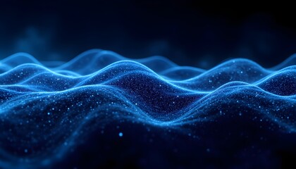 Fototapeta premium A mesmerizing visual representation of pixelated particles gracefully flowing and intersecting in a vast digital abyss