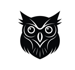 Owl head silhouette vector illustration 