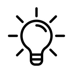 Light bulb with glowing rays, symbol of idea and creativity. Vector icon. Editable stroke.
