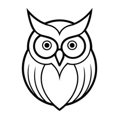 Owl head line art vector illustration 