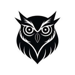 Owl head silhouette vector illustration 
