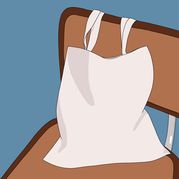 Minimalist Tote Bag on Chair Illustration