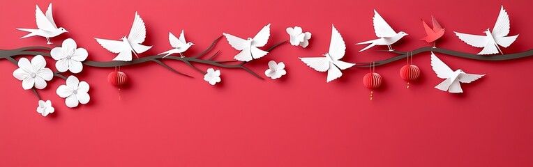 Celebrating chinese new year red background with golden decorations cultural celebration festive atmosphere artistic display