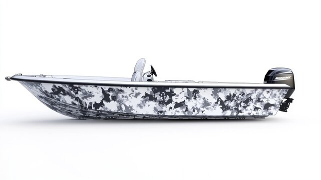 Camouflage Vinyl Wrap for Boats: Snowy Pattern Design for Enclosed Ships and Planes