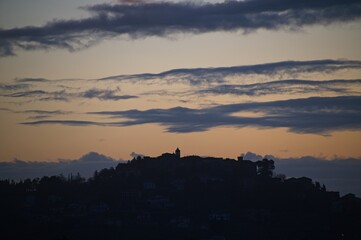 Sunrise and Fog Umbria Tuscany Italy January