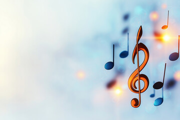 Abstract background with musical notes and treble clef, creating vibrant and dynamic atmosphere. design evokes sense of rhythm and creativity, perfect for music related themes
