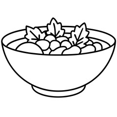 Simple Line Art of a Fresh Salad Bowl