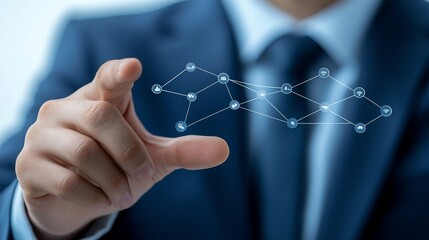 Businessman connecting with global network, a futuristic visualization of digital interaction