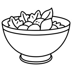 Simple Line Art of a Fresh Salad Bowl