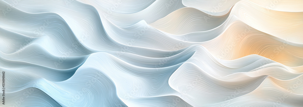 Poster soft waves of blue and white create serene abstract background, evoking sense of calm and tranquilit