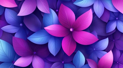 Fototapeta premium Vibrant Purple Pink And Blue Flowers Pattern Background