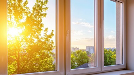 
Exterior of a modern energy-efficient house with triple-glazed windows and thick insulated walls. A concept of sustainable architecture, green building, and passive house technology.

