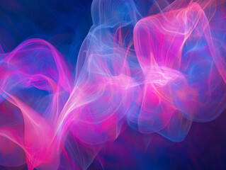 Abstract background of modern tech gradient waves in blue and pink hues, technology, modern, abstract, background, waves. Dynamic abstract light trails in neon pink and blue hues.