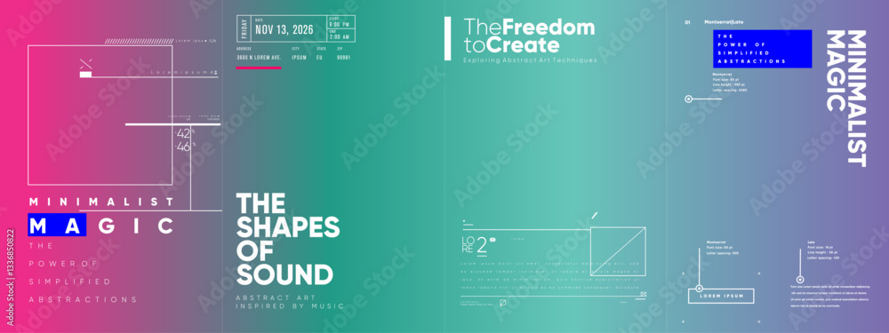 Poster abstract poster template with a structured layout and expressive typography. the bold color composit