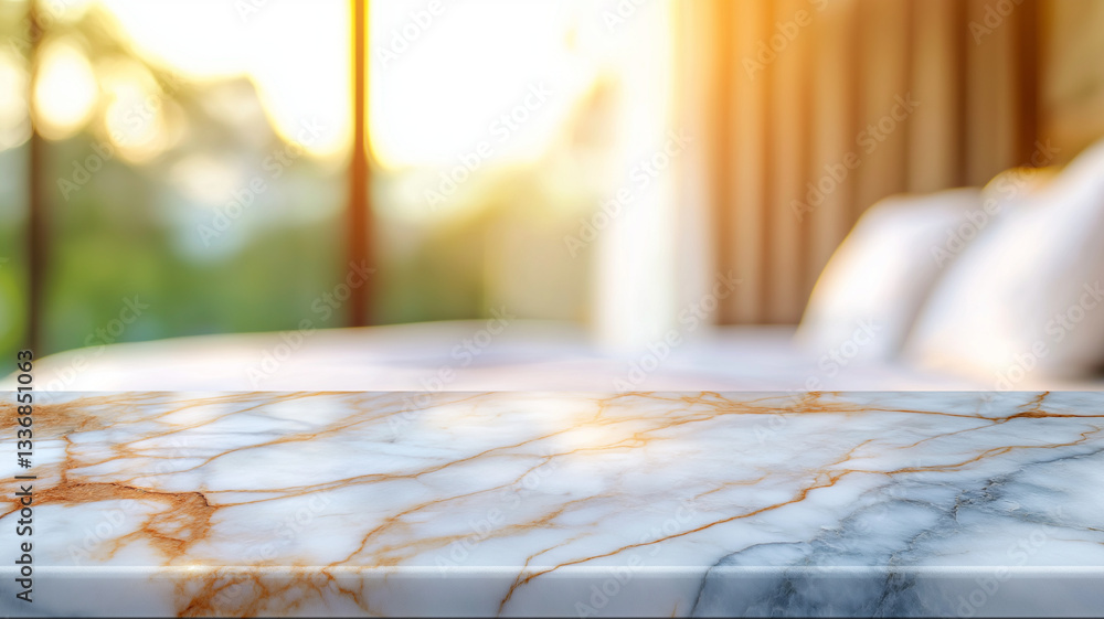 Aufkleber blurred background of marble tabletop showcases elegant patterns and colors, creating serene atmosph