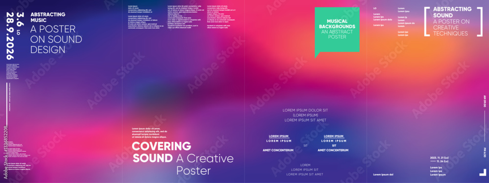 Poster music-inspired poster template with bold typography and gradient background. the structured layout e