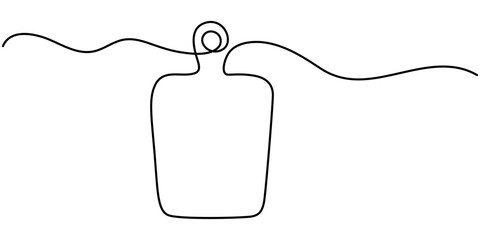 Minimalist One Line Drawing of a Cutting Board for Kitchen Decor in Line Art Style, one continuous line drawing of cutting board on white background. cooking and kitchen concept, Cutting board. Icon. 