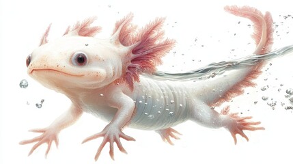 Naklejka premium A charming axolotl floating in water