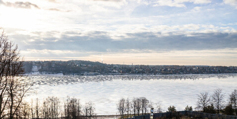 panoramic view of river from viewpoint in Kostroma