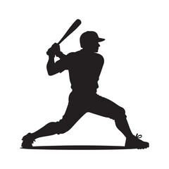 Baseball player silhouette vector illustration on white background