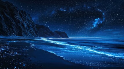 Fototapeta premium A beautiful night sky with a beach in the background