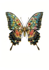 Fototapeta premium Colorful floral butterfly illustration