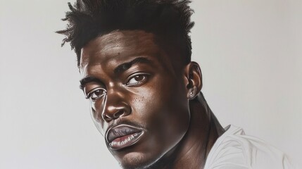 Obraz premium A portrait of an attractive Black man with short, curly hair and stubble