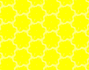 Repeating, abstract yellow star-like patterns arranged in a grid, creating a seamless, vibrant design. The bright yellow hue stands out against a contrasting background