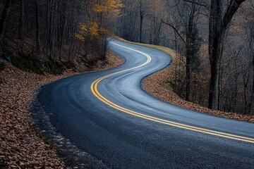 Fototapeta premium Dramatic Sharp Turn on a Mountainous Road in Georgia: Nature's Ascent and Descent