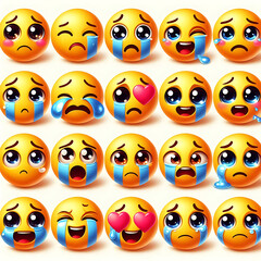 Obraz premium Big set of yellow emoji