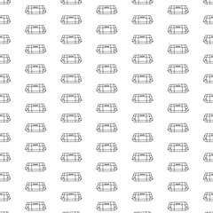 Seamless pattern of burger boxes, minimalist line art design, ideal for food packaging and restaurant branding, high-resolution vector format