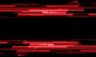 Abstract red neon cyber geometric technology futuristic on black blank space design modern background vector