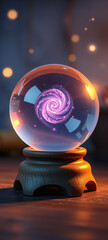 A Delicate Crystal Ball Resting on a Wooden Stand