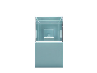 empty clear crystal glass cube pedestals PNG file isolated on transparent background ,cut out, clipping path,, close up, high quality
