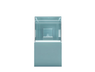 empty clear crystal glass cube pedestals PNG file isolated on transparent background ,cut out, clipping path,, close up, high quality
